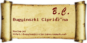 Bugyinszki Cipriána névjegykártya